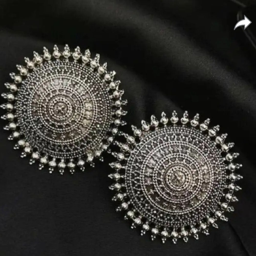 Bevy Pearls Vintage Style Oxidised Sun Motif Stud Earrings (Pack of 3)