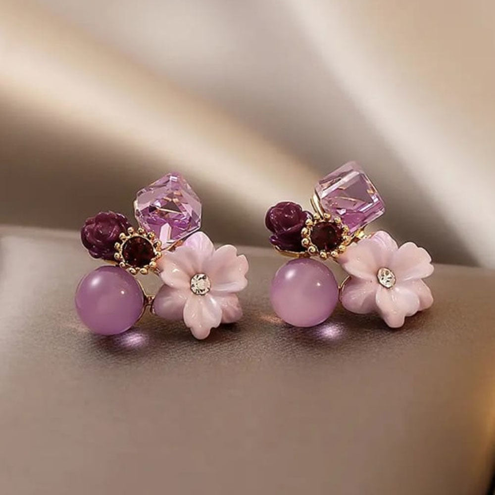 Bevy Pearls Elegant Austrian Stone Studs Earrings  (Pack of 3)