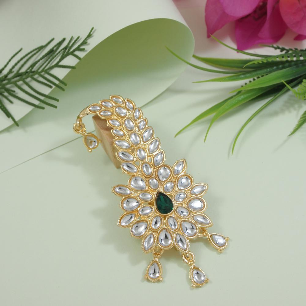 Etnico Gold Plated Kundan Safa Kalangi Brooch for Groom/Men/Dulha Pagadi (SM53G)