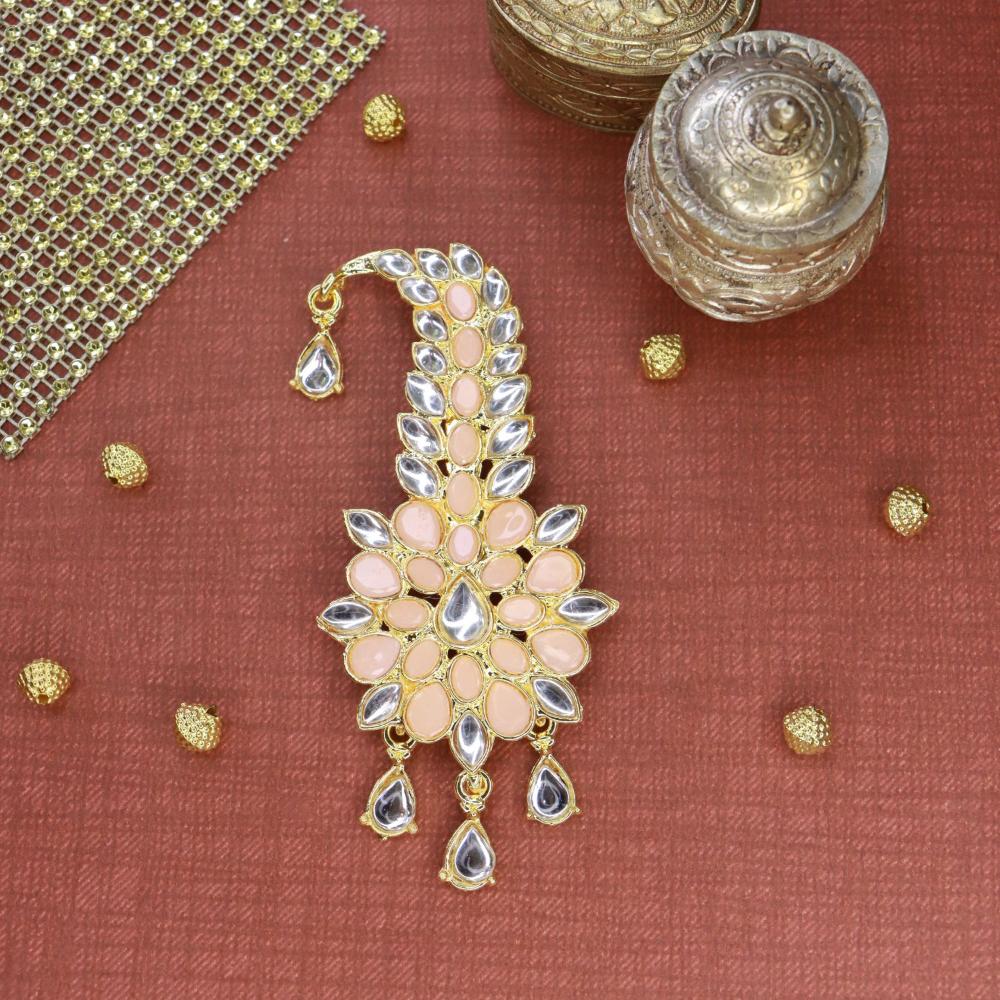 Etnico Gold Plated Kundan Safa Kalangi Brooch for Groom/Men/Dulha Pagadi (SM53Pe)