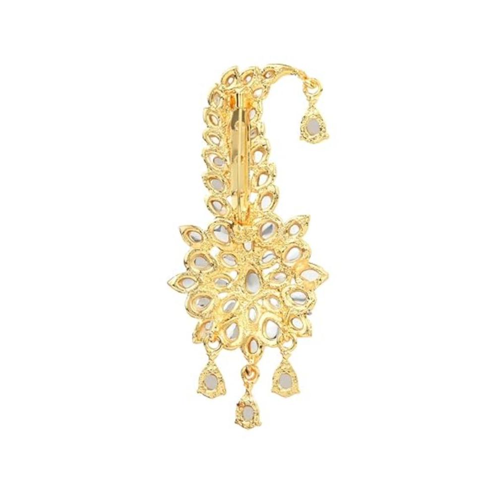 Etnico Gold Plated Kundan Safa Kalangi Brooch for Groom/Men/Dulha Pagadi (SM53Pe)