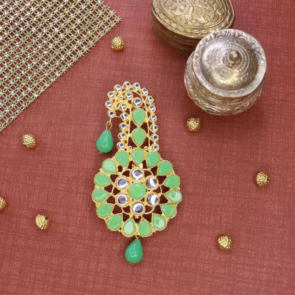 Etnico Gold Plated Kundan Safa Kalangi Brooch for Groom/Men/Dulha Pagadi (SM54Min)