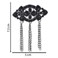 Etnico Silver Oxidised Traditional Stone Drop Safa Kalangi Brooch for Groom/Men/Dulha Pagadi (SM77OXB)