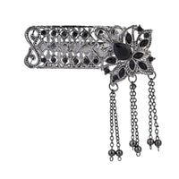 Etnico Silver Oxidised Traditional Stone Drop Safa Kalangi Brooch for Groom/Men/Dulha Pagadi (SM78OXB)