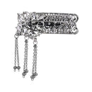 Etnico Silver Oxidised Traditional Stone Drop Safa Kalangi Brooch for Groom/Men/Dulha Pagadi (SM78OXB)