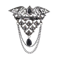 Etnico Silver Oxidised Traditional Stone Drop Safa Kalangi Brooch for Groom/Men/Dulha Pagadi (SM79OXB)