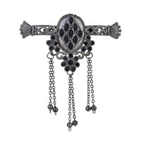 Etnico Silver Oxidised Traditional Stone Drop Safa Kalangi Brooch for Groom/Men/Dulha Pagadi (SM80OXB)