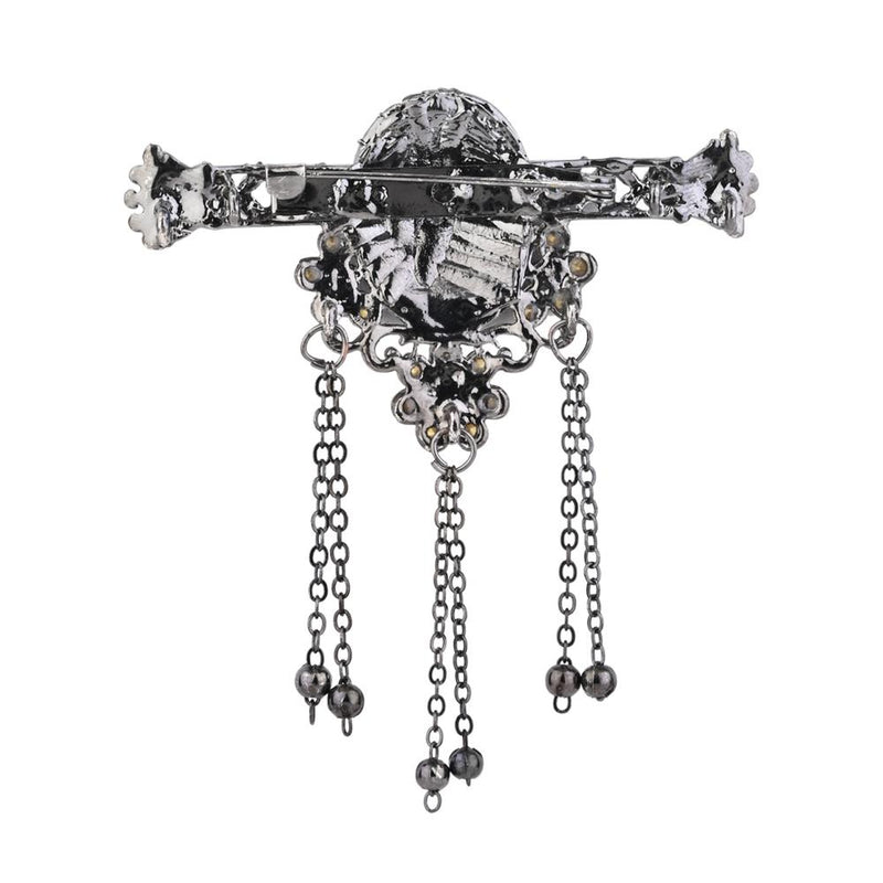 Etnico Silver Oxidised Traditional Stone Drop Safa Kalangi Brooch for Groom/Men/Dulha Pagadi (SM80OXB)