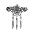 Etnico Silver Oxidised Traditional Stone Drop Safa Kalangi Brooch for Groom/Men/Dulha Pagadi (SM82OXBL)