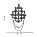 Etnico Silver Oxidised Traditional Stone Drop Safa Kalangi Brooch for Groom/Men/Dulha Pagadi (SM83OXWi)