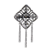 Etnico Silver Oxidised Traditional Stone Drop Safa Kalangi Brooch for Groom/Men/Dulha Pagadi (SM86OXB)