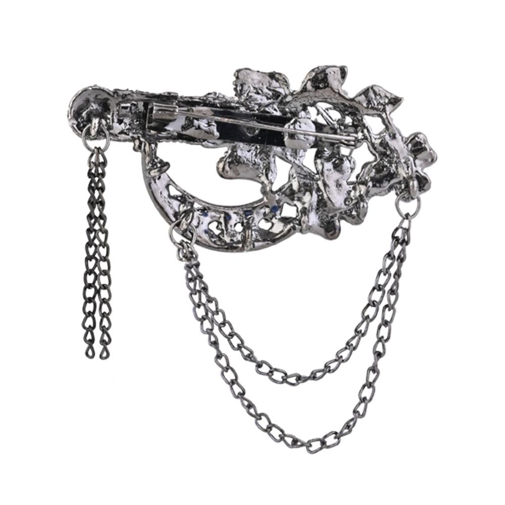 Etnico Silver Oxidised Traditional Stone Drop Safa Kalangi Brooch for Groom/Men/Dulha Pagadi (SM86OXB) (Copy)