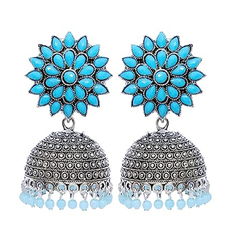 Subhag Alankar Light Blue Attractive Sunflower earrings For girls and Women