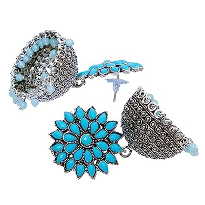 Subhag Alankar Light Blue Attractive Sunflower earrings For girls and Women