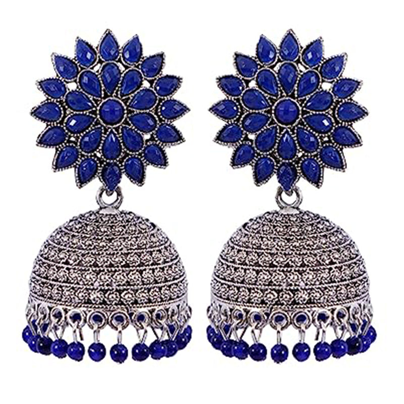 Subhag Alankar Dark Blue Attractive Sunflower earrings For girls and Women