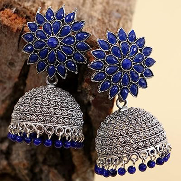 Subhag Alankar Dark Blue Attractive Sunflower earrings For girls and Women