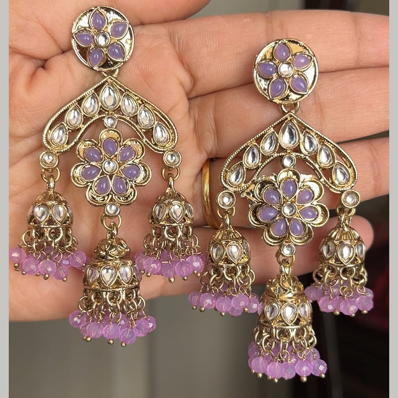 ShringarStreet Gold Plated Kundan And Beads Jhumki Earrings