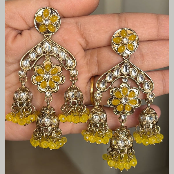 ShringarStreet Gold Plated Kundan And Beads Jhumki Earrings