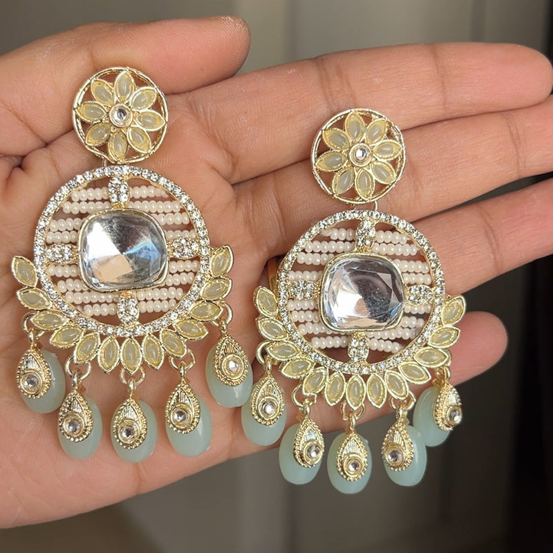 ShringarStreet Gold Plated Crystal Stone And Beads Dangler Earrings