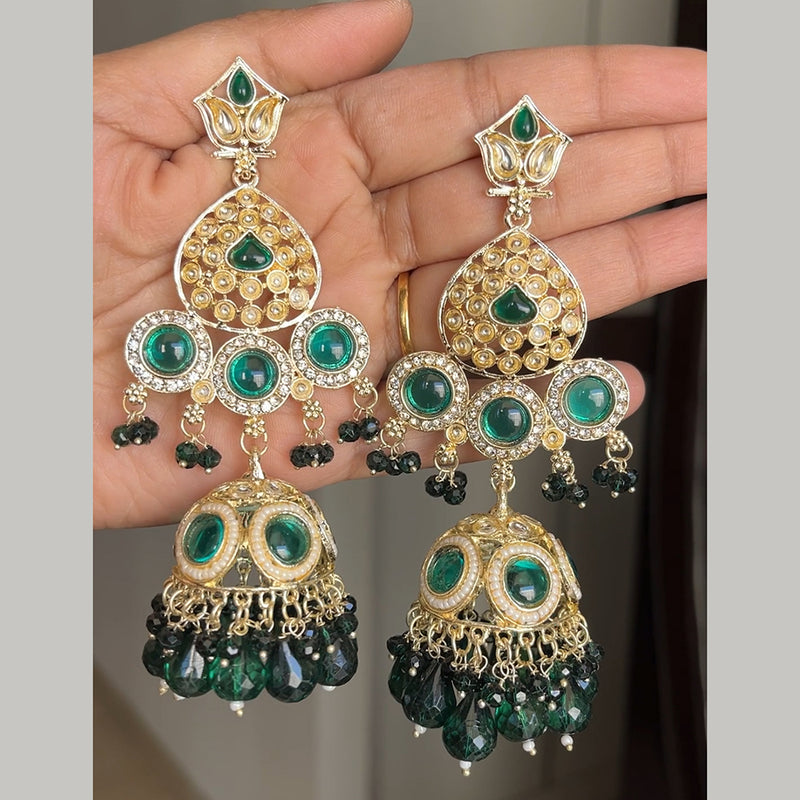 ShringarStreet Gold Plated Pota Stone And Beads Jhumki Earrings