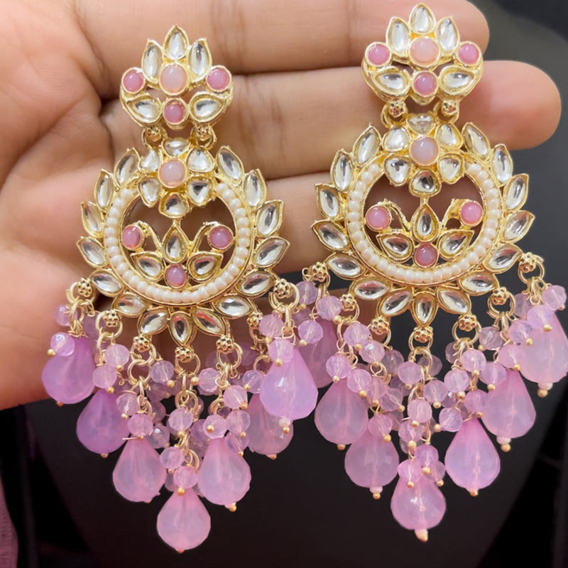 ShringarStreet Gold Plated Kundan And Beads Dangler Earrings