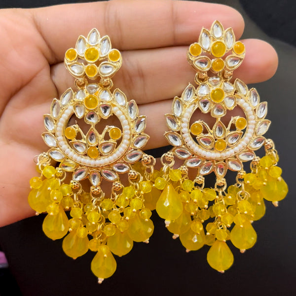 ShringarStreet Gold Plated Kundan And Beads Dangler Earrings