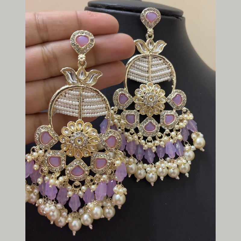 ShringarStreet Gold Plated Kundan And Pearl Dangler Earrings