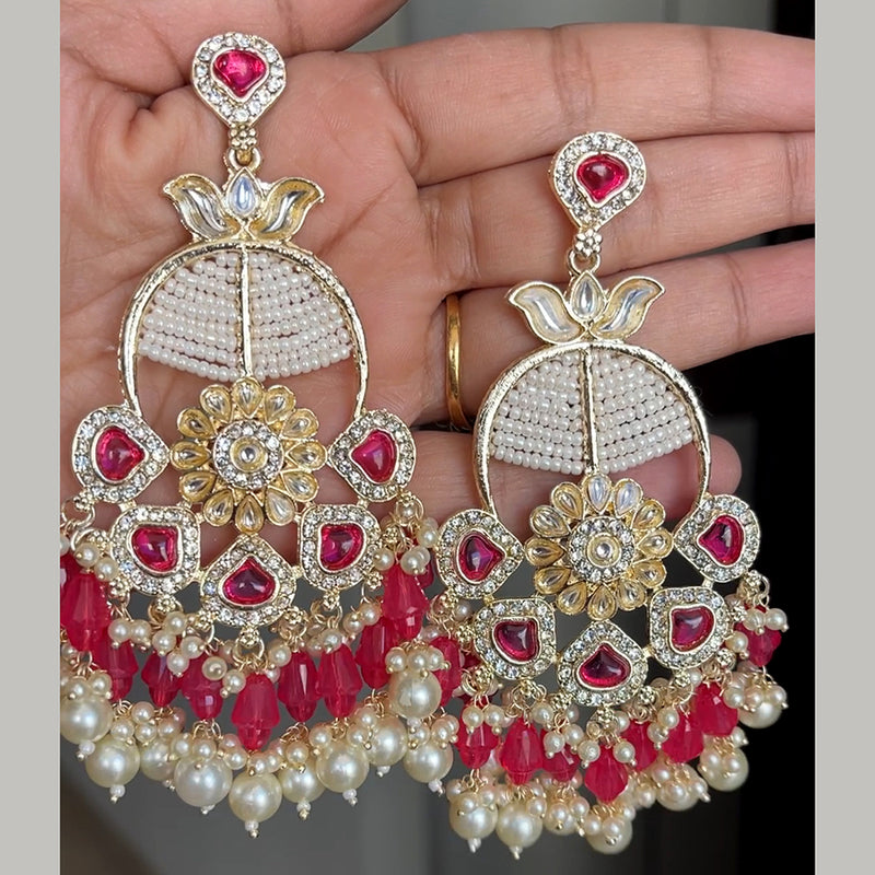 ShringarStreet Gold Plated Kundan And Pearl Dangler Earrings