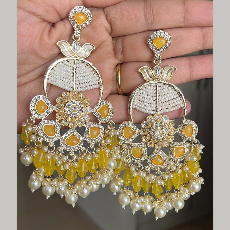 ShringarStreet Gold Plated Kundan And Pearl Dangler Earrings