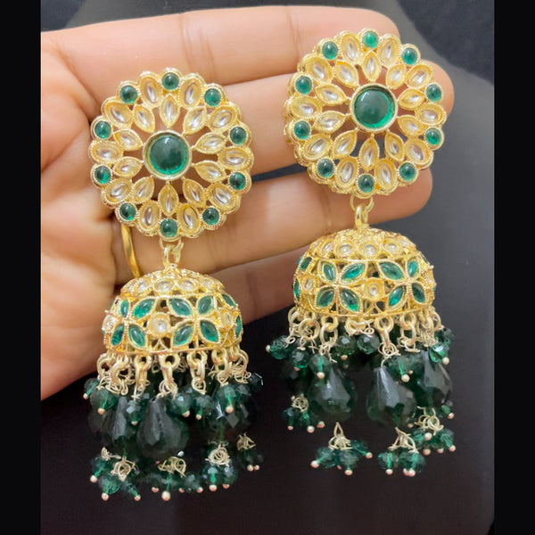 ShringarStreet Gold Plated Kundan And Beads Jhumki Earrings