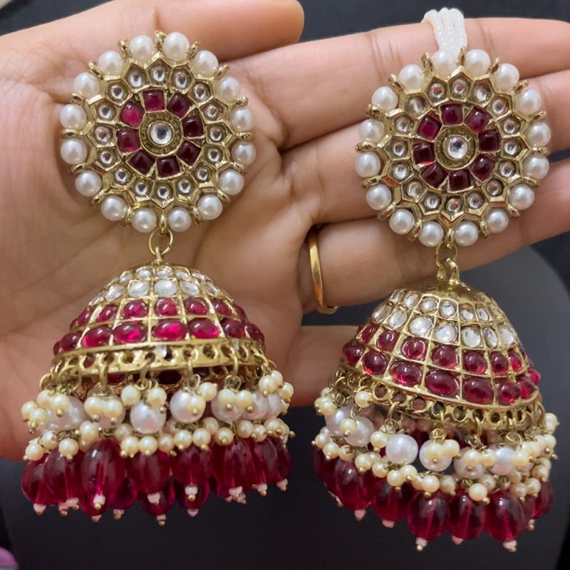 ShringarStreet Mehndi Polish Pearl And Beads Jhumki Earrings