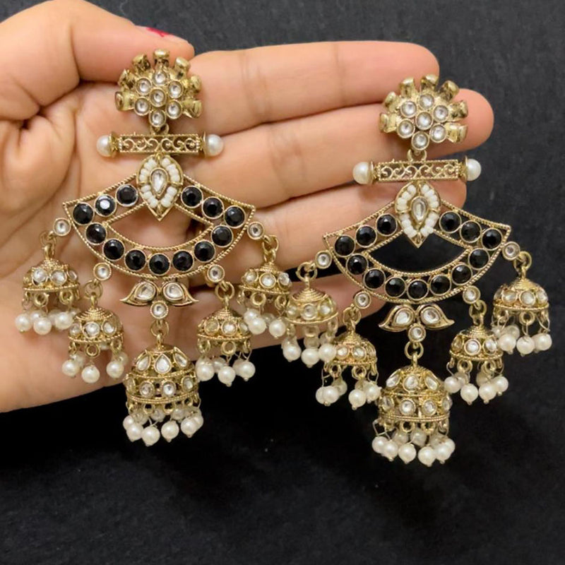 ShringarStreet Gold Plated Pota Stone And Pearl Dangler Earrings