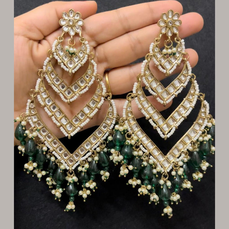 ShringarStreet Gold Plated Kundan Stone And Pearl Dangler Earrings