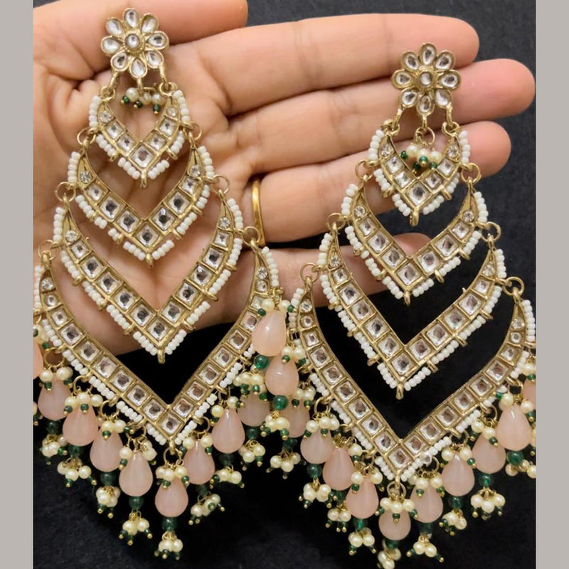 ShringarStreet Gold Plated Kundan Stone And Pearl Dangler Earrings