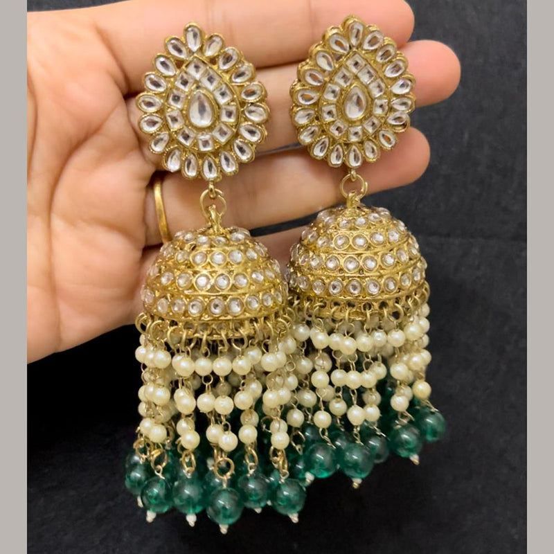 ShringarStreet Gold Plated Kundan Stone And Pearl Jhumki Earrings