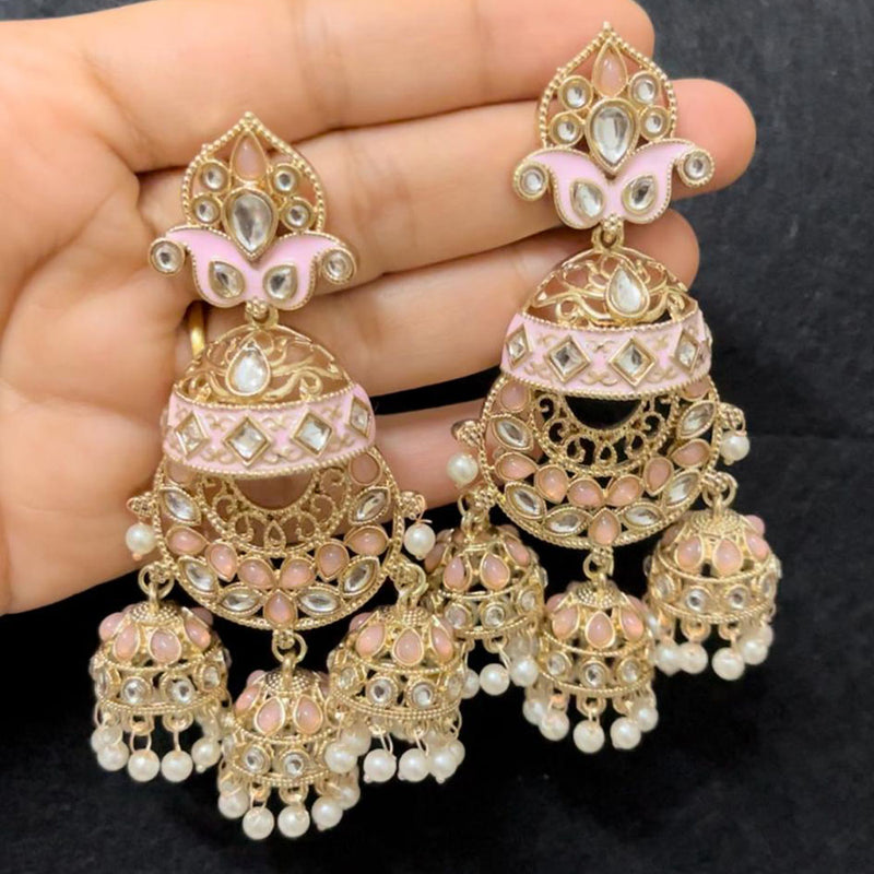 ShringarStreet Gold Plated Kundan Stone And Pearl Dangler Earrings