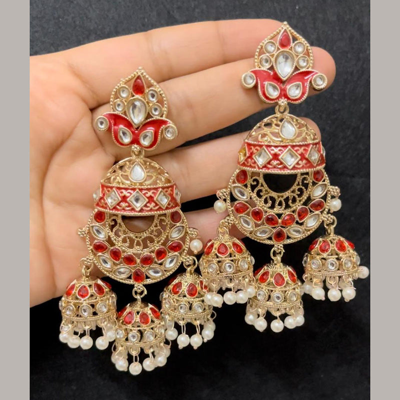 ShringarStreet Gold Plated Kundan Stone And Pearl Dangler Earrings