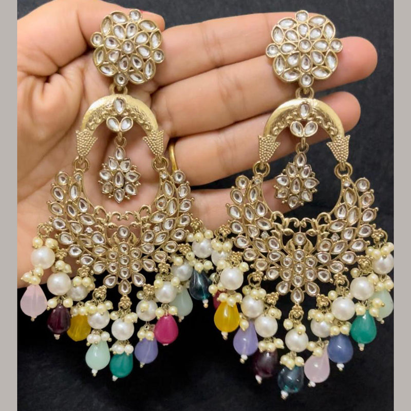 ShringarStreet Gold Plated Kundan Stone And Pearl Dangler Earrings