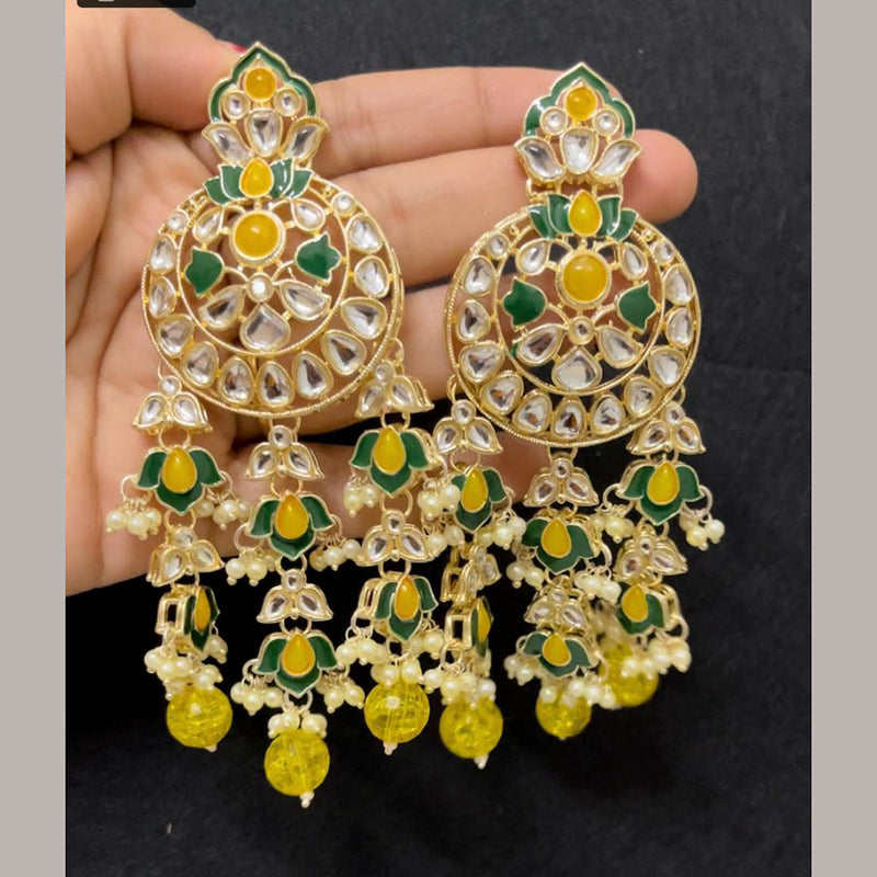 ShringarStreet Gold Plated Kundan Stone And Pearl Dangler Earrings