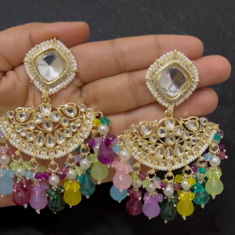 ShringarStreet Gold Plated Kundan Stone And Beads Dangler Earrings