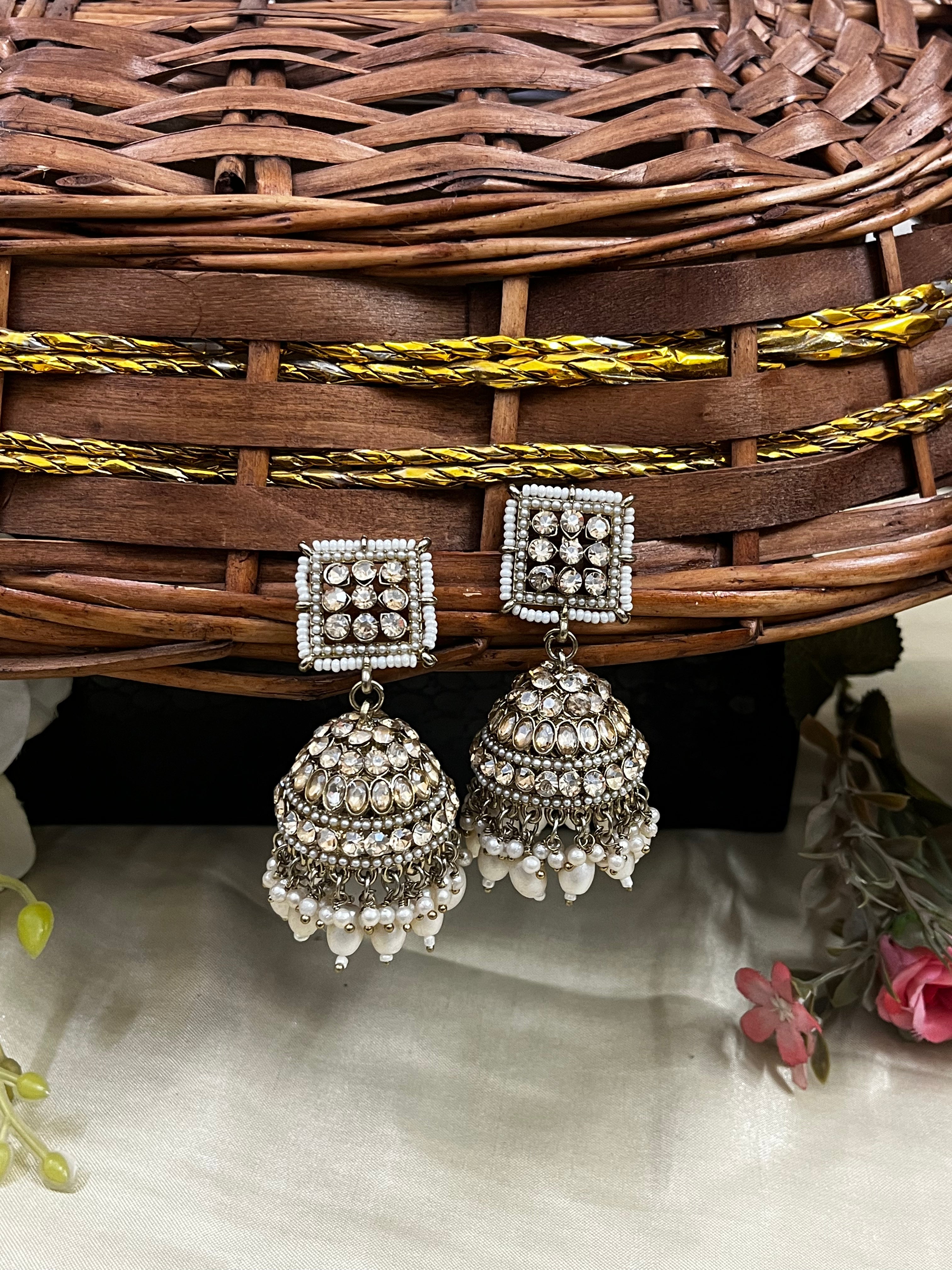 ShringarStreet Gold Plated Premium Quality Brass Beads Jhumki Earrings