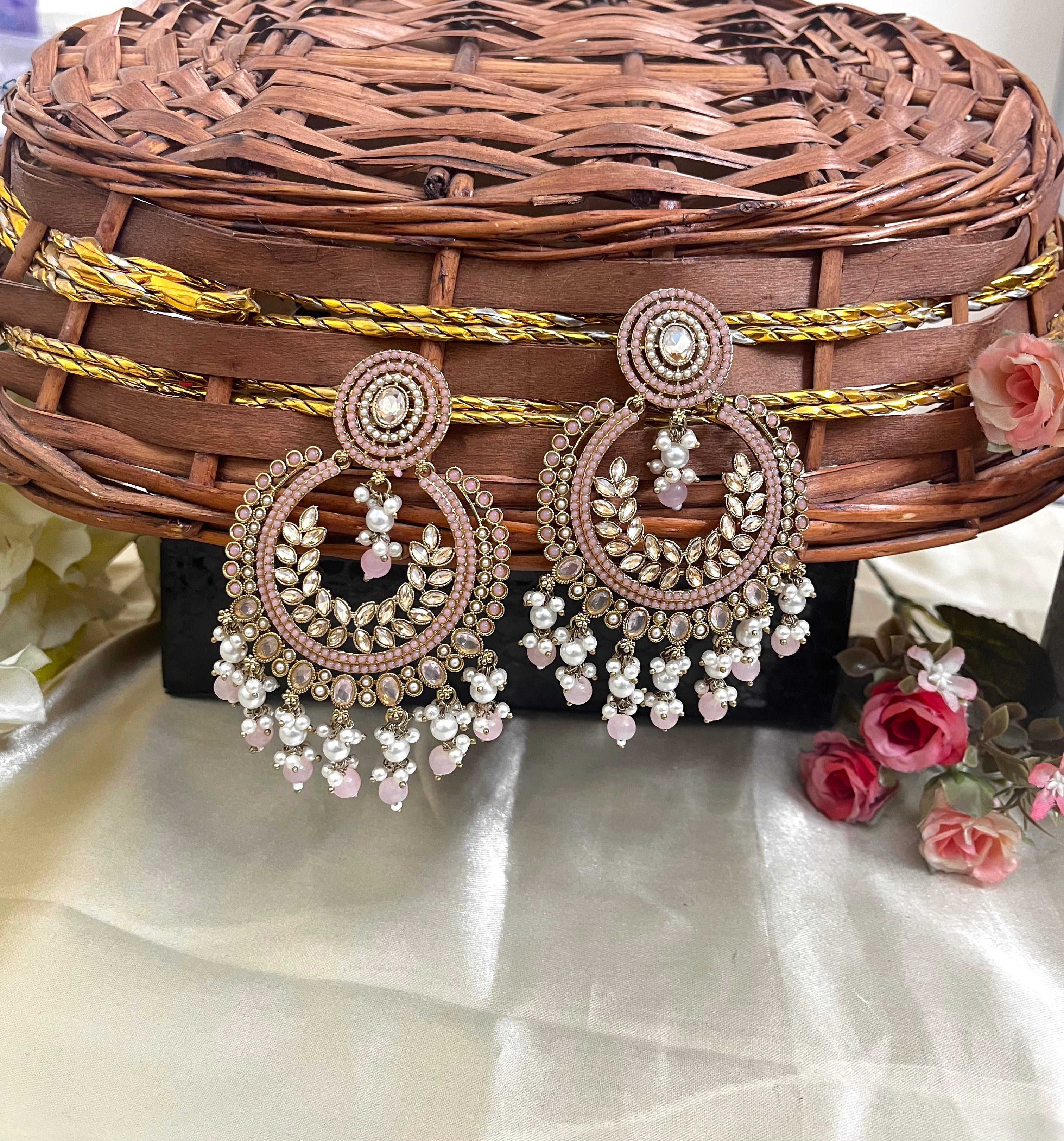 ShringarStreet Gold Plated Kundan Stone Pearl And Beads Dangler Earrings
