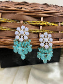 ShringarStreet Silver Plated Flower Beads And Pearl Dangler Earrings