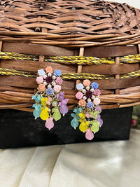 ShringarStreet Silver Plated Flower Beads And Pearl Dangler Earrings