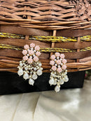 ShringarStreet Silver Plated Flower Beads And Pearl Dangler Earrings