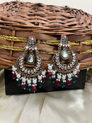 ShringarStreet Gold Plated Kundan Stone Pearl And Beads Meenakari Dangler Earrings