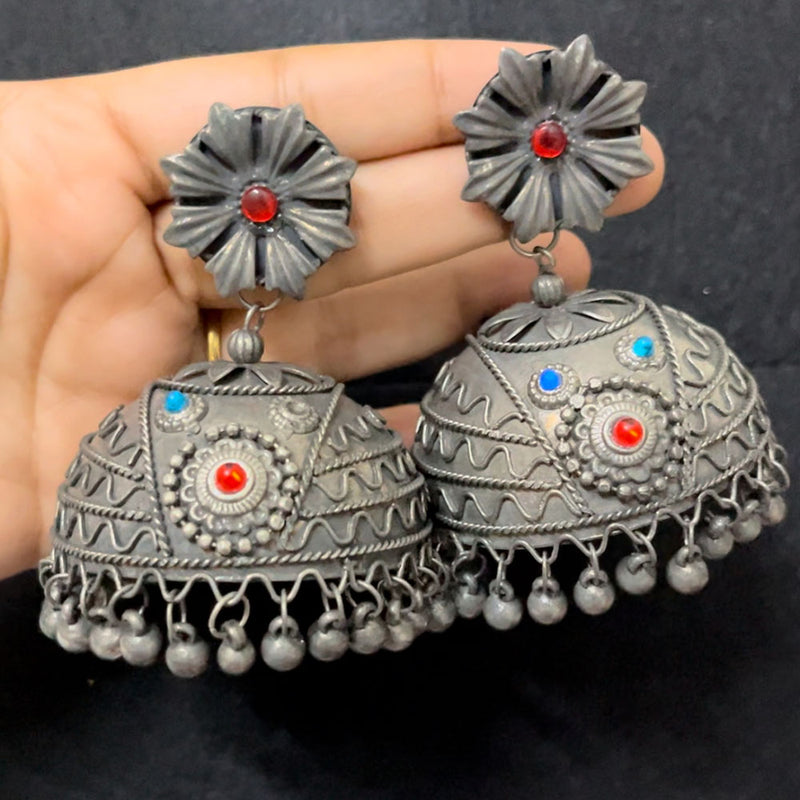 Shringarstreet Oxidised Plated Jhumki Earrings