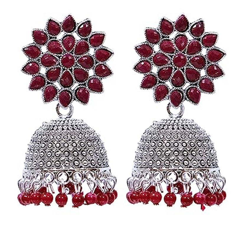 Subhag Alankar Maroon Attractive Sunflower earrings For girls and Women
