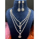ShringarStreet Silver Plated AD Multi Layer Necklace Set