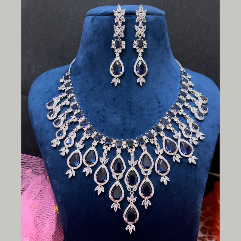 ShringarStreet Silver Plated AD Necklace Set